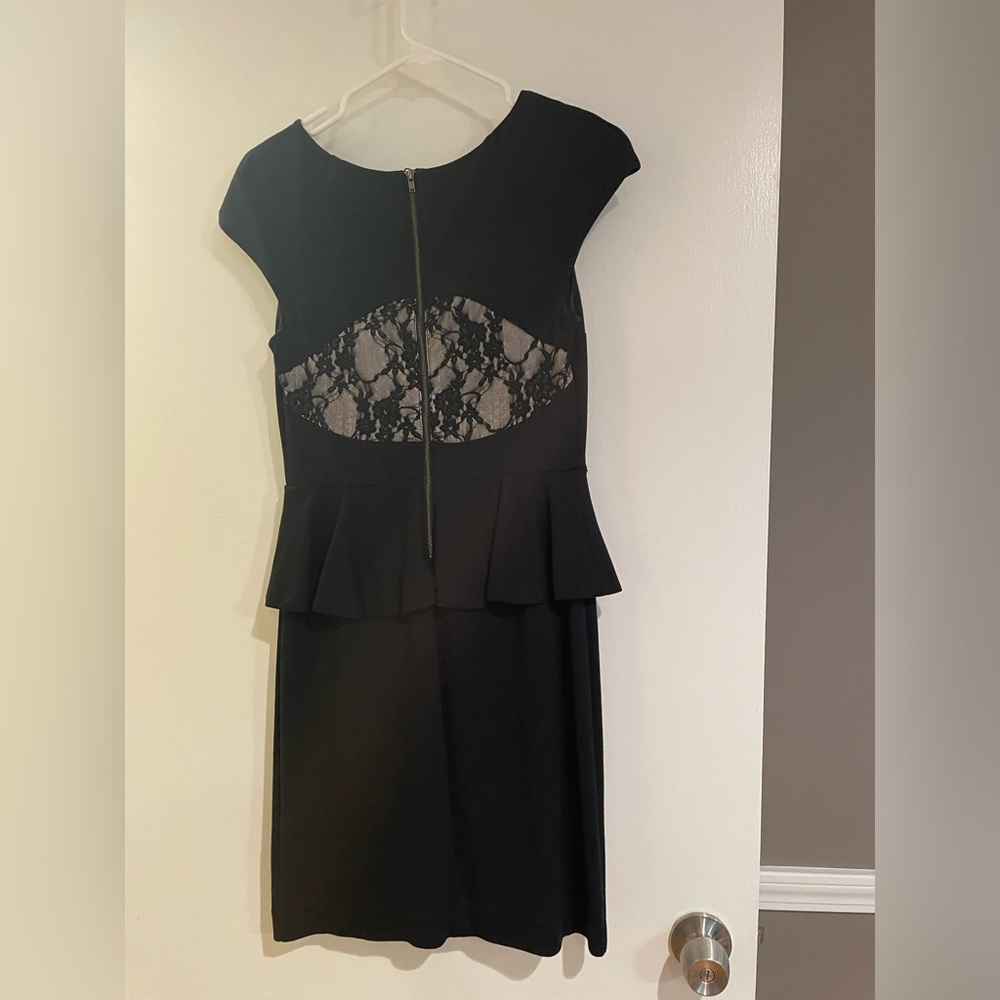 Express peplum dress - black with lace back insert size 6 EUC